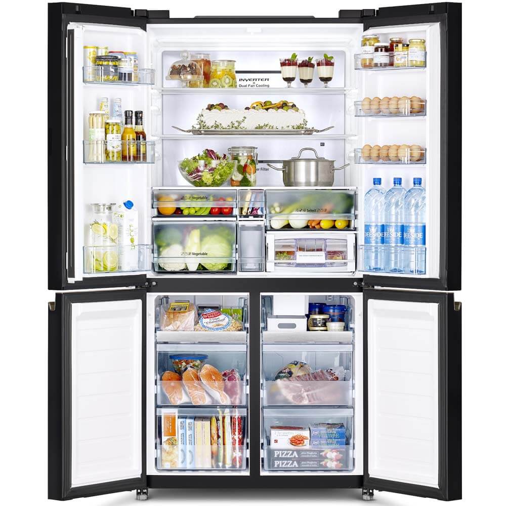 Hitachi refrigerator R-WB640VGV0(D) Bottom Freezer, 4-door, Glass Mauve Gray