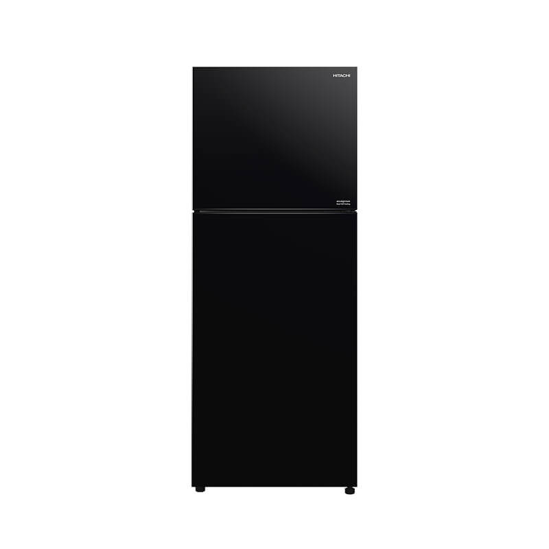 Hitachi refrigerator R-FVY480PGV0 Top Freezer, 2-Door, Glass Black