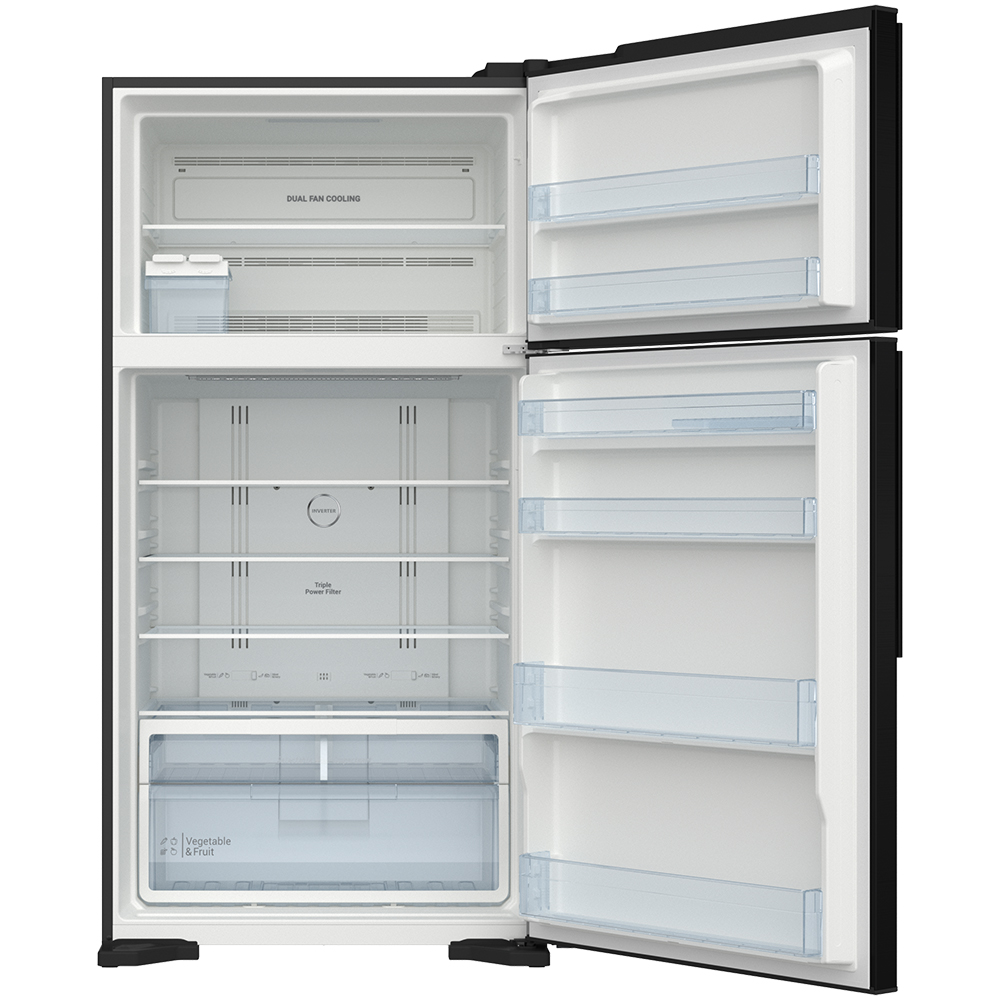 Hitachi refrigerator R-WB640VGV0(D) Bottom Freezer, 4-door, Glass Mauve Gray