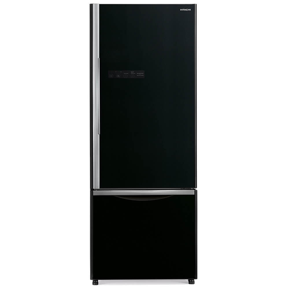 Hitachi refrigerator R-B505PGV6 bottom freezer, 2-door, Glass Black