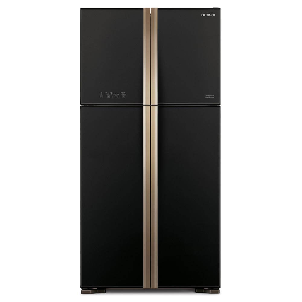 Hitachi refrigerator R-FW650PGV8 Top Freezer, 4-Door, Glass Black