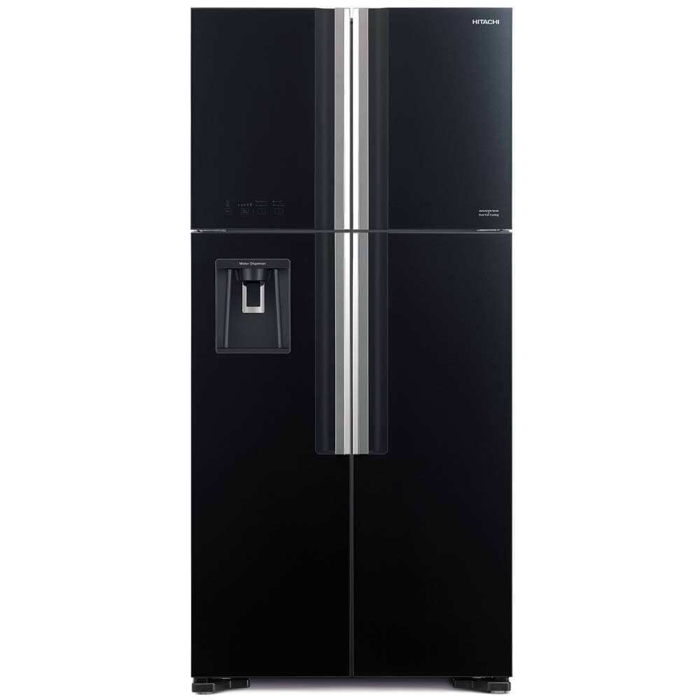 Hitachi refrigerator R-FW690PGV7X Top Freezer, 4-Door, Glass Black