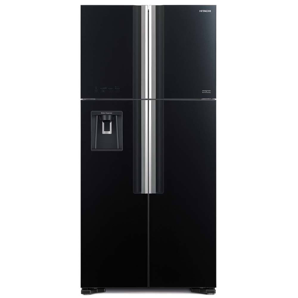 Hitachi refrigerator R-FW690PGV7 Top Freezer, 4-Door, Glass Black